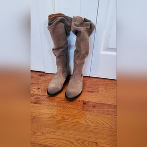 Tan suede slouchy boho boots
